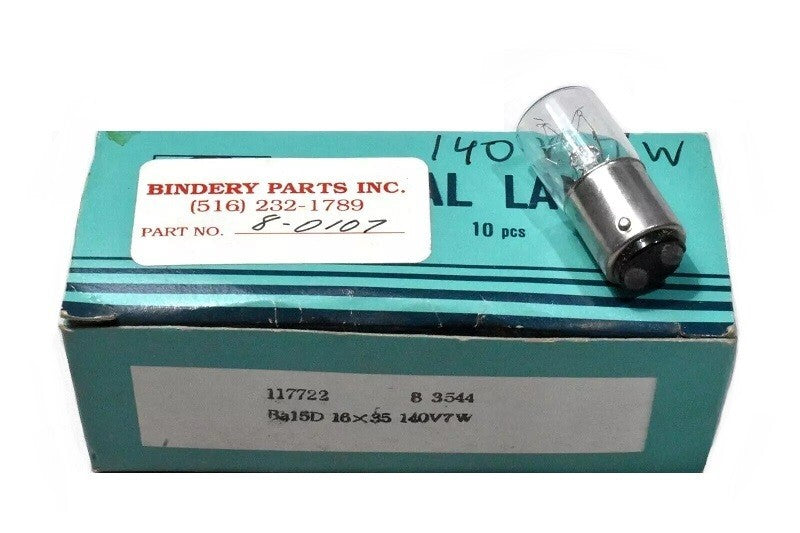[Box of 10] Orbitec B3544 (117722) BA15D 16x35 140V 7W Signal Lamp