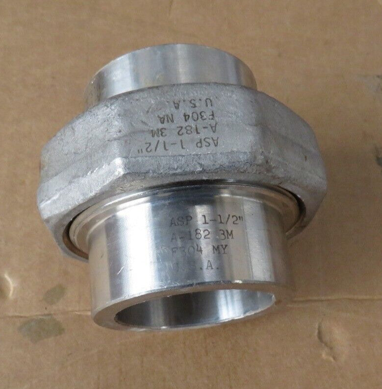 ASP USA, A182 304 SS, 1-1/2" 3M Coupling, Union Socket Weld,Stainless