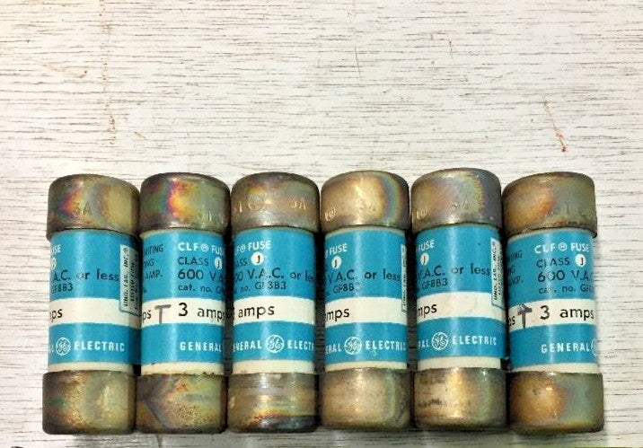 General Electric GE, CLF 3-Amp Fuse GF8B3 (Lot Of 6)
