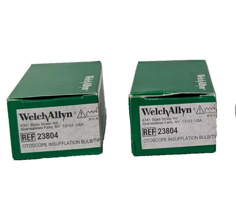 Lot of 2: Welch Allyn 23804 Otoscope Insufflation Bulb/Tips
