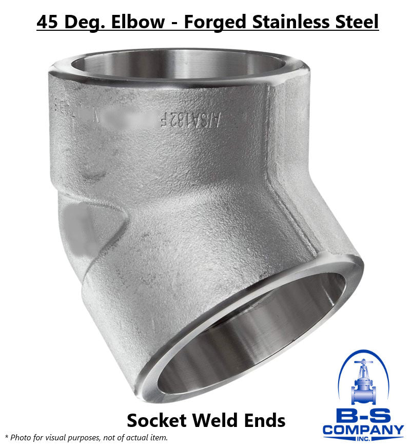 45 Degree Elbow 2" 3000# Forged Stainless Steel 316 Socket Weld Pipe Fitting 