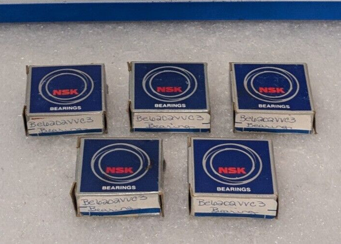 Lot of 5 NSK 6202VVC3 Radial Deep Groove Ball Bearings, 15 mm Straight Bore
