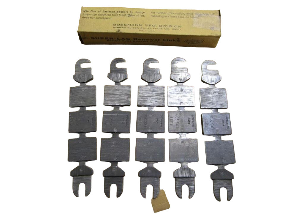 BUSSMAN LKS-200 REPL FUSE LINK FOR RES-110-200 AMP 600 V FUSE CARTRIGE LOT OF 5